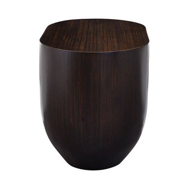 Black Oval Ebony Bamboo Side Table With Curved Edges & Undershelf Storage, Gabelle