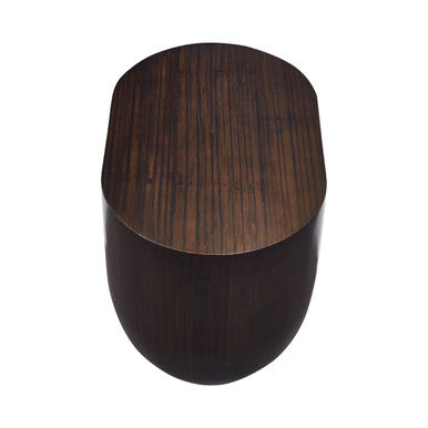 Black Oval Ebony Bamboo Side Table With Curved Edges & Undershelf Storage, Gabelle