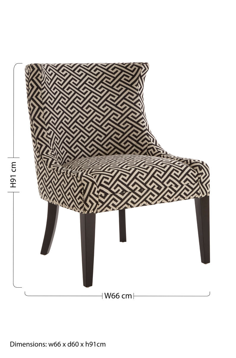Regents Park Greek Key Design Accent Chair With Black Legs