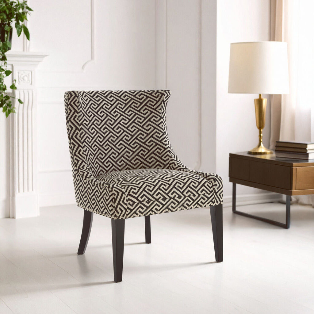 Regents Park Greek Key Design Accent Chair With Black Legs