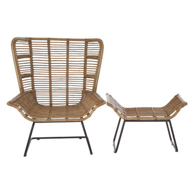 Manado Natural Rattan Lounge Chair & Footstool