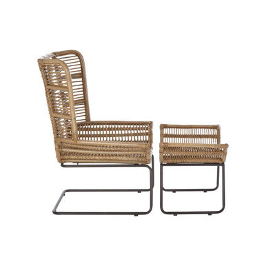 Manado Natural Rattan Lounge Chair & Footstool