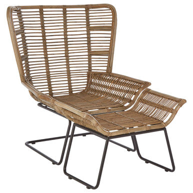 Manado Natural Rattan Lounge Chair & Footstool