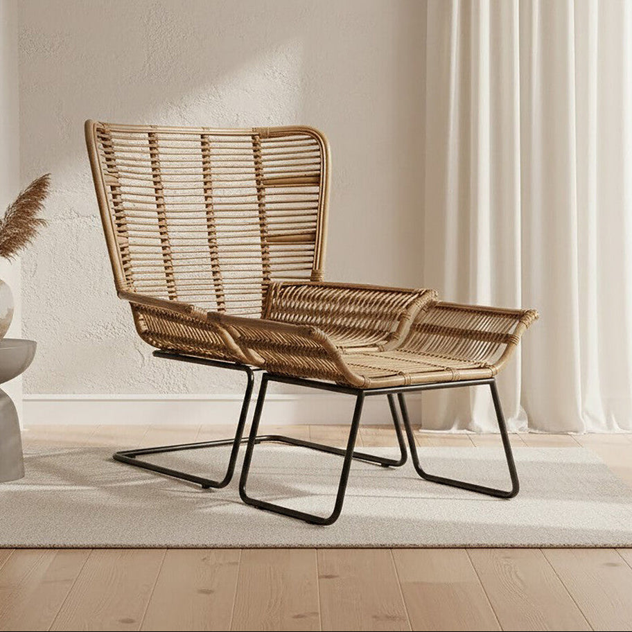 Manado Natural Rattan Lounge Chair & Footstool
