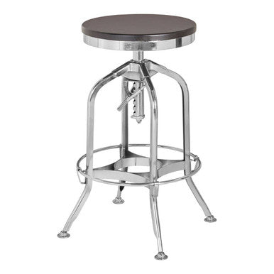 Gator Chrome & Ash Wood Adjustable Bar Stool