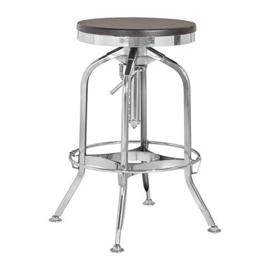 Gator Chrome & Ash Wood Adjustable Bar Stool