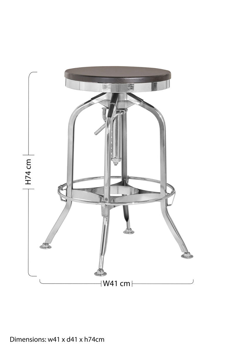 Gator Chrome & Ash Wood Adjustable Bar Stool
