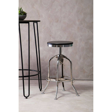Gator Chrome & Ash Wood Adjustable Bar Stool