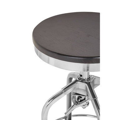 Gator Chrome & Ash Wood Adjustable Bar Stool