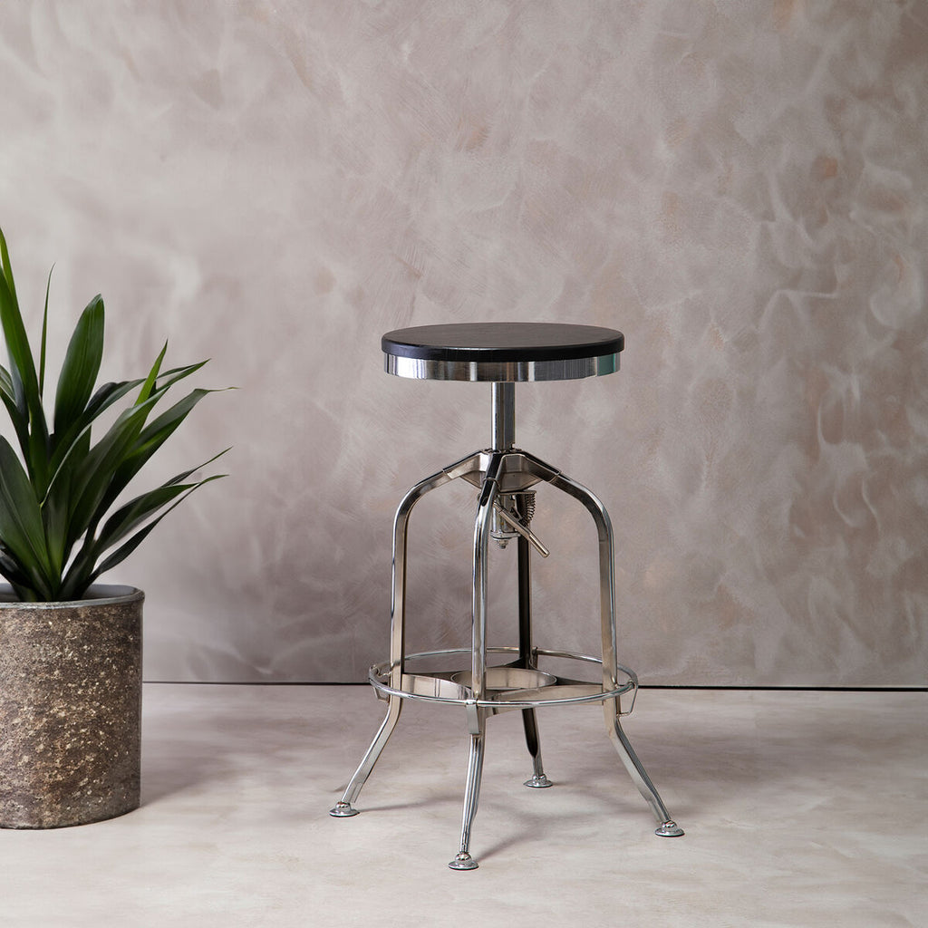 Gator Chrome & Ash Wood Adjustable Bar Stool