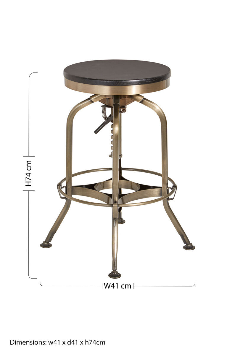 Gator Brass & Ash Wood Adjustable Bar Stool