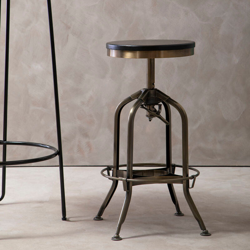 Gator Brass & Ash Wood Adjustable Bar Stool