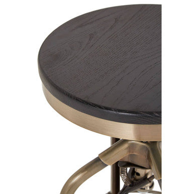 Gator Brass & Ash Wood Adjustable Bar Stool