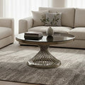 Black Tempered Glass Top Coffee Table With Silver Base, Anzio