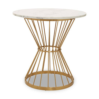 Hourglass Dining Table With White Marble Top & Gold Base, Anzio