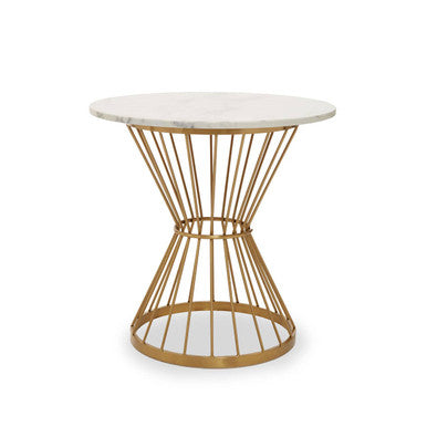 Hourglass Dining Table With White Marble Top & Gold Base, Anzio