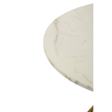 Hourglass Dining Table With White Marble Top & Gold Base, Anzio