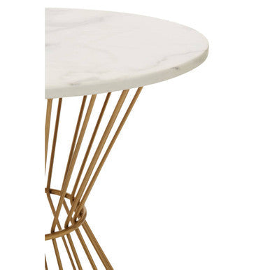 Hourglass Dining Table With White Marble Top & Gold Base, Anzio