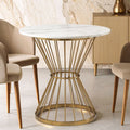 Hourglass Dining Table With White Marble Top & Gold Base, Anzio