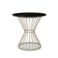 Hourglass Dining Table With Black Marble Top & Silver Base, Anzio