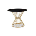 Hourglass Dining Table With Black Glass Top & Gold Base, Anzio