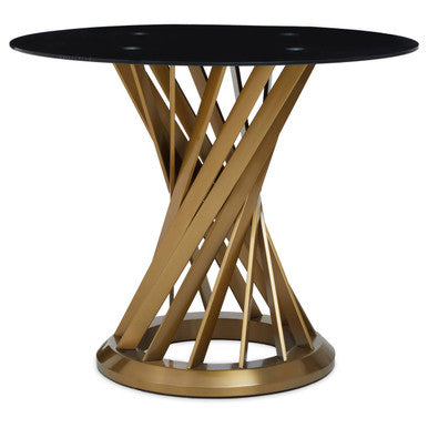 Black Glass Top & Gold Hourglass Base Dining Table, Anzio