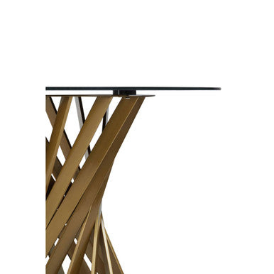 Black Glass Top & Gold Hourglass Base Dining Table, Anzio