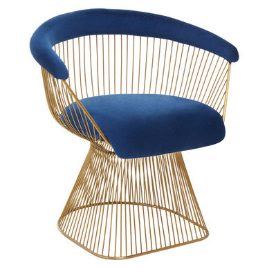 Anzio Navy Blue Velvet & Brushed Gold Chair