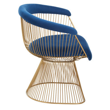 Anzio Navy Blue Velvet & Brushed Gold Chair