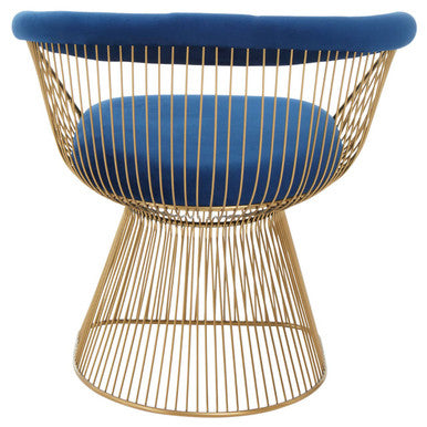 Anzio Navy Blue Velvet & Brushed Gold Chair