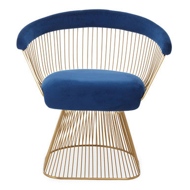 Anzio Navy Blue Velvet & Brushed Gold Chair