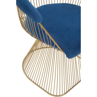 Anzio Navy Blue Velvet & Brushed Gold Chair