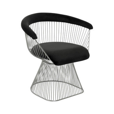Anzio Black Velvet & Brushed Silver Chair