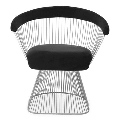 Anzio Black Velvet & Brushed Silver Chair