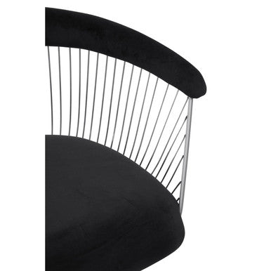 Anzio Black Velvet & Brushed Silver Chair