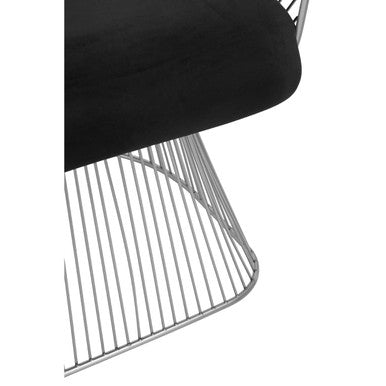 Anzio Black Velvet & Brushed Silver Chair