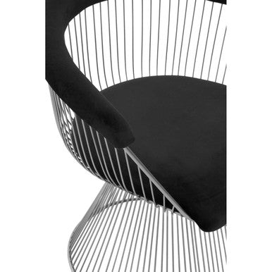 Anzio Black Velvet & Brushed Silver Chair
