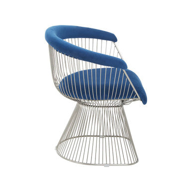 Anzio Navy Blue Velvet & Brushed Silver Chair
