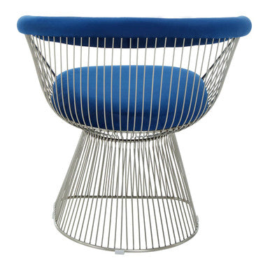Anzio Navy Blue Velvet & Brushed Silver Chair