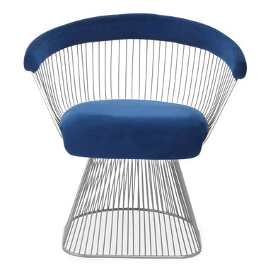Anzio Navy Blue Velvet & Brushed Silver Chair