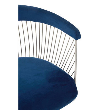 Anzio Navy Blue Velvet & Brushed Silver Chair