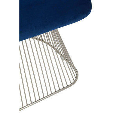 Anzio Navy Blue Velvet & Brushed Silver Chair