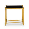Gold Base Side Table With Black Glass Top, Ackley
