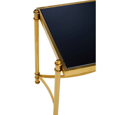 Gold Base Side Table With Black Glass Top, Ackley