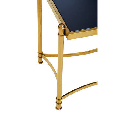Gold Base Side Table With Black Glass Top, Ackley