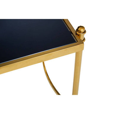 Gold Base Side Table With Black Glass Top, Ackley