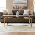 Gold Base Coffee Table With Black Glass Top, Ackley