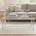 Silver Base Coffee Table With Clear Glass Top, Ackley