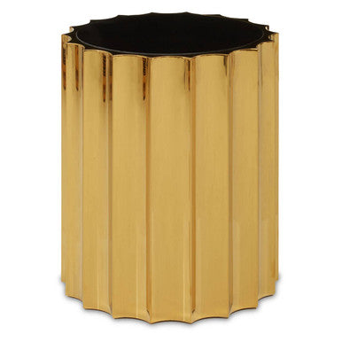 Black Glass Top & Titanium Base Round Side Table, Alvaro