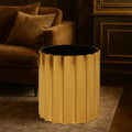 Black Glass Top & Titanium Base Round Side Table, Alvaro